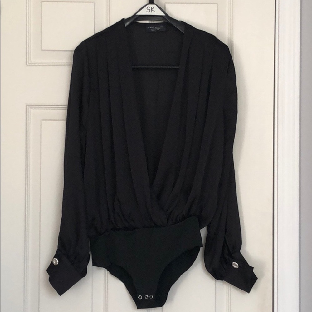 Zara Black Long Sleeve Bodysuit
